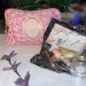 Estée Lauder Pink Cosmetic Bag with Makeup Set